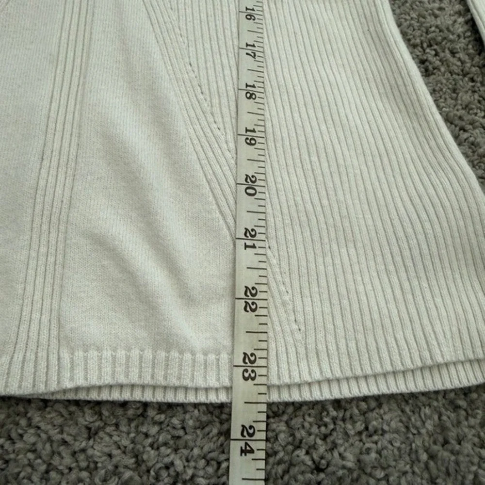 DKNY Jeans White Ribbed V‎ Neck Long Sleeve Sweater Top Women's Medium